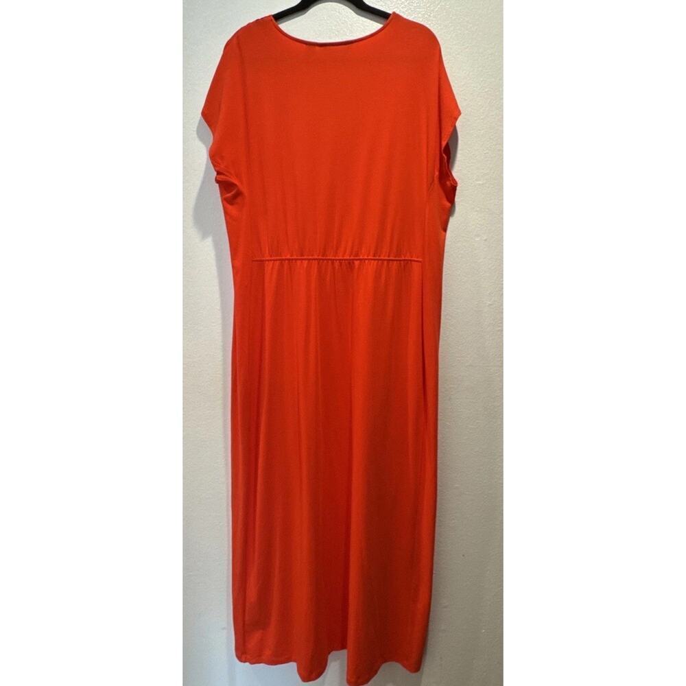 Lands End Women’s Plus Size 1X Bright Red Orange Crochet Neck Maxi Dress Boho - Picture 3 of 8